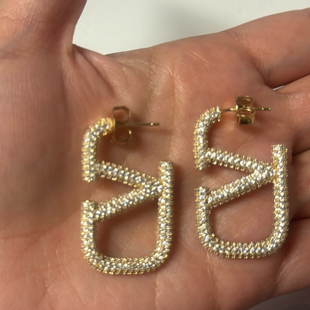 Fancy 18k gold plated with zircon earrings